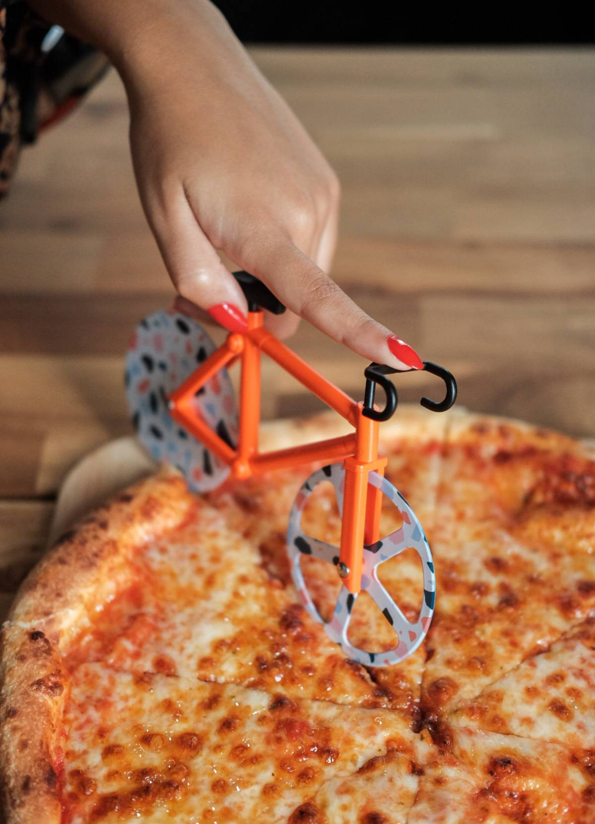 Coupe-Pizza en forme de vélo, lame en acier inoxydable, mignon