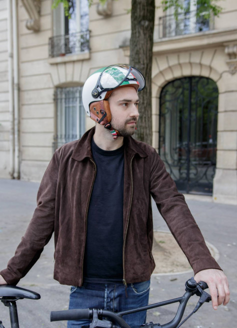 Casque vintage Italie avec visière et cache-oreilles - CGM
