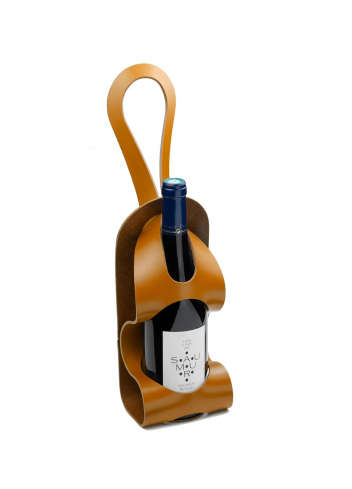 Leather wine bottle holder - La bouclée