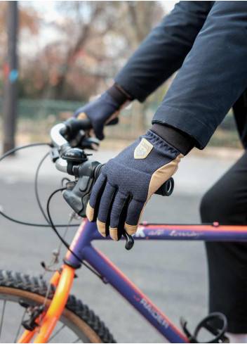 Gants Chauds pour Femme Automne Hiver Daim Cuir Doigt Complet Sport Gant de  Cyclisme Boule de Poils Arc Broderie Écran Tactil